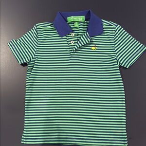 The Masters - Golf Green and Blue Polo Shirt with Nautical Stripes